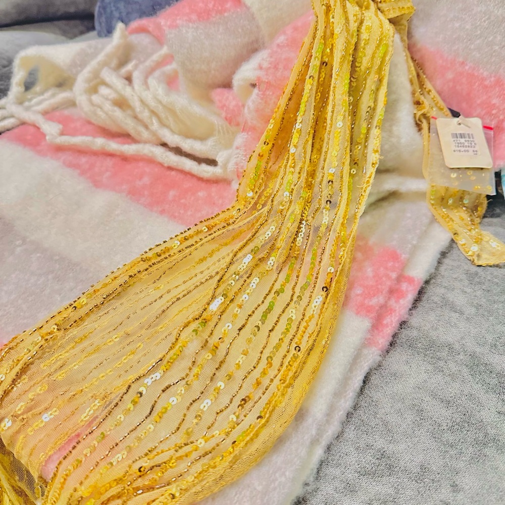 Gold sequin scarf